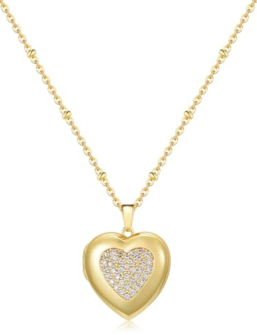 YOUFENG Love Heart Locket Necklace that Holds Pictures Photo Locket Birthday Gifts