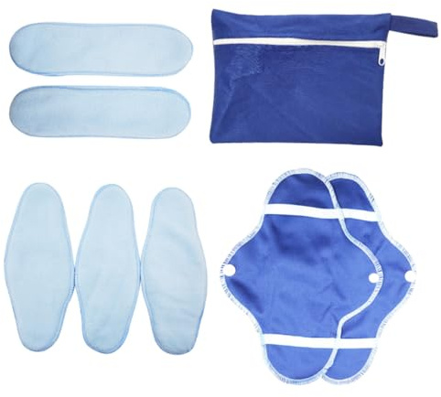 ELAYARD 8 Stück Waschbare Stoff Menstruationsbinden Wiederverwendbare Damenbinde aus Polyester mit Reißverschlussbeutel Atmungsaktiv Portabel und Reisen