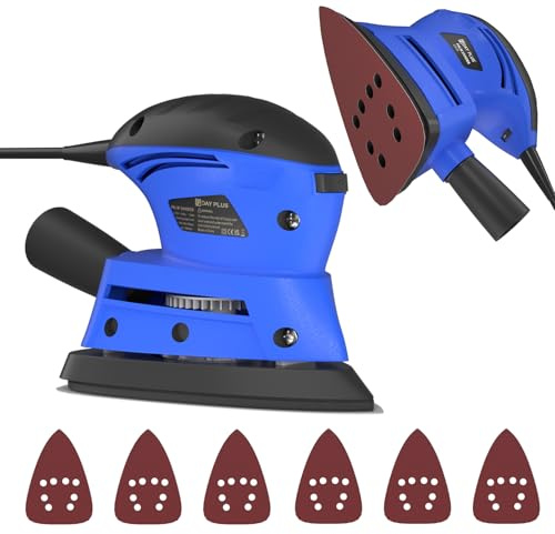 Palm Detail Sander with Dust Collection, 6pcs Sandpapers, 130W 12000RPM Electric Detail Mouse Sanders, 6 Speeds Adjustable Palm Sander, Wood Hand Sanders,Sanding Machine, for Sanding/Polishing, Wall