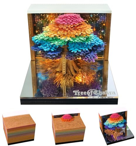 Szhhrxi Calendrier 2026 à Effeuiller 3D, Papier Sculpture Memo Pad Arbre de Vie avec LED Lumineuse, Bloc Note 3D D'art À Déchirer, Déco Bureau et Maison (Arbre de Vie)