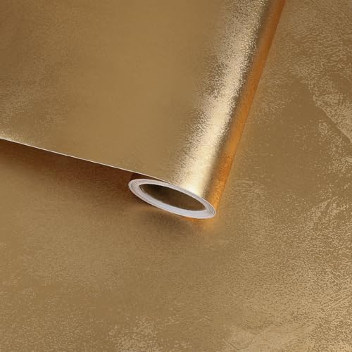 VaryFloral Tapete Selbstklebend Gold Klebefolie Möbel 30cmx300cm Möbelfolie Selbstklebend Luxus Strukturtapete Vintage Tapeten Edelstahl Klebetapete Metallisch Folie für Lagerregal Küchenschrank