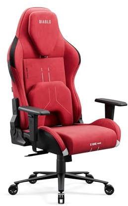 Diablo X.One Prime Gaming Stuhl Stoff mit Kopfstütze und Lendenkissen | Gaming Chair mit kühlendem Sitz, Magnet-Kopfstütze, Lendenkissen, Metallbasis, Armlehnen und leisen 360-Rollen
