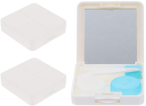 UTHCLO 3 set Porta Lenti Contatto Bianco Compatto per Viaggio con Specchio e Pinzette Custodia Portatile per Lenti Giornaliere Contenitore Resistente e Facile da Usare