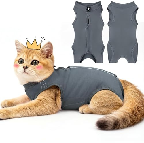 MELLIEX Tuta da Recupero per Gatti, Body Gatto Post Operatorio Sterilizzazione, Cat Recovery Suit Vestito Gatto per Impedire Leccare Ferita Addominale Dopo l'intervento Chirurgico