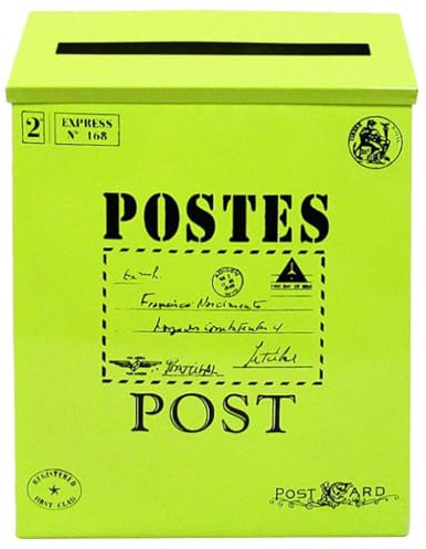 drburpily Snygg brevlåda i galvaniserat järn Stor brevlåda för tidskrifter och tidningar med brev Utanför namn Galvaniserad järnpostbrevlåda, Grön, 30x23x6 cm