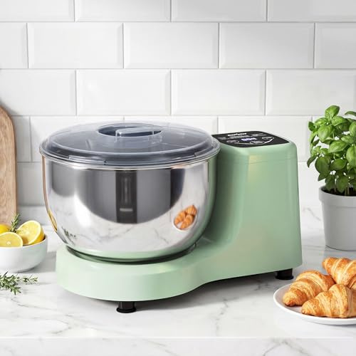 SUNVIVIPRO 5.3 QT Electric Dough Mixer Maker, Fermenting and Kneading Flour Mixer Machine with Stainless Steel Bowl & Time Control, Green Stand Mixer for Baking Bread Cake Pizza & Sourdough