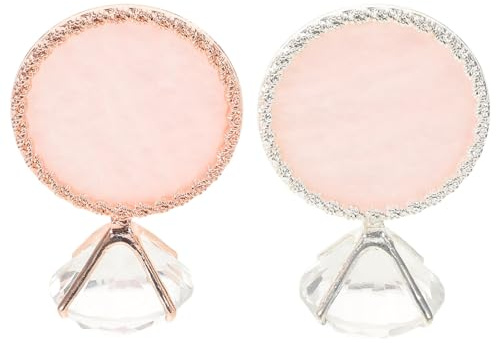 Ipetboom Lot de 2 Présentoirs pour Nail Art avec Socle Diamanté Support à Ongles en Acrylique Rose Poudré et Argenté Plateau D’Exposition Rond pour Échantillons de Vernis à Ongles