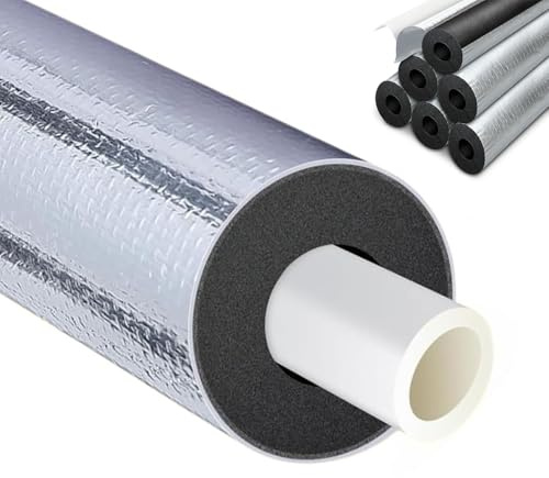 HAOYUES Tubo de Espuma Fundas Térmico para Tuberías Exteriores Coquilla Aislante De Papel De Aluminio Autoadhesivo de Aislamiento para Tubos De Agua Y Calefacción (ID) 22mm x (T) 30mm x (L) 0.95m