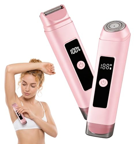 Rasoio da donna, 2 in 1, rasoio a doppia testa, IPX7, impermeabile e delicato sulla pelle, bikini bagnato e asciutto per viso, sopracciglia, baffi, braccia e gambe (rosa)