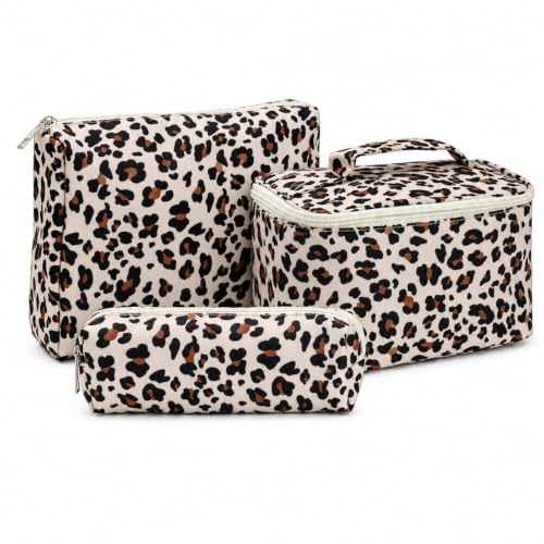 Trousse Maquillage Femme, Lot de 3 Trousse de Toilette | Trousse de Toilette Femme Voyage, Makeup Bag Imprimée de Grande Capacité pour Femmes et Filles