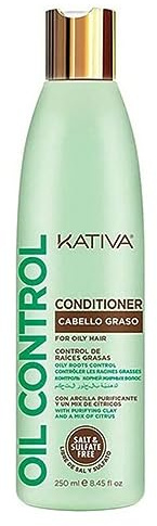 Kativa Oil Control Acondicionador Cabello Graso 250 ml | Control de Raíces Grasas | 48 horas de Limpieza Profunda | Acondicionador Pelo| Arcilla Purificante y un Mix de Cítricos