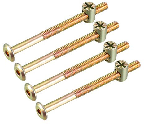 sourcing map 4 Ensembles M6x80mm Boulon Meuble Lit Écrou Ensemble Hexagonal | Douille Vis, 58mm Filetage Longueur avec Écrou pour Lits Têtes Lit Chaises