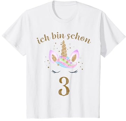 ich Bin Schon 3 Geburtstagsshirt Einhorn 3 Jahre Mädchen T-Shirt