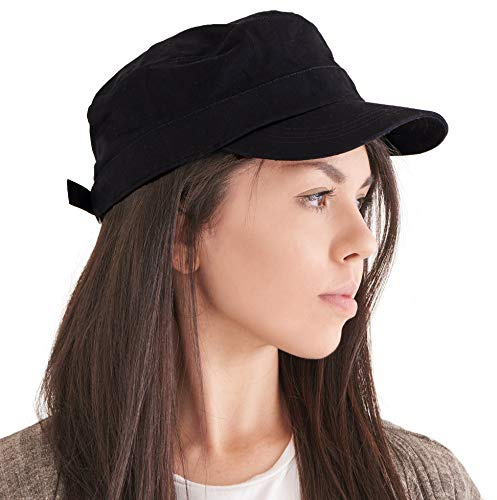 CHARM Casquette Militaire Homme en Coton, Casquette Baseball, Noir L