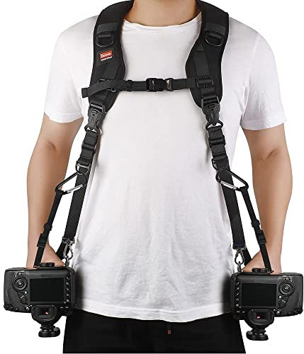 Ztowoto Sangle d'appareil photo à double épaule Sangle d'attache double caméra réglable à dégagement rapide pour appareil photo reflex numérique SLR