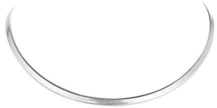 FindChic Kette Damen Silber 3mm Flach Schlangenkette Edelstahl Choker 41cm Collier Sleeky Halskette glatter Halsreif , Geschenk für Muttertag Jahrestag Geburtstag