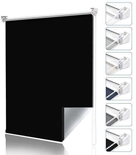Magiea Verdunklungsrollo ohne & mit Bohren Klemmfix, Schwarz B40 x H170 cm (Stoffbreite 40cm) Klemmrollo Thermorollo Innenrollo für Sonnen-und Sichtschutz Rollos für Fenster & Tür
