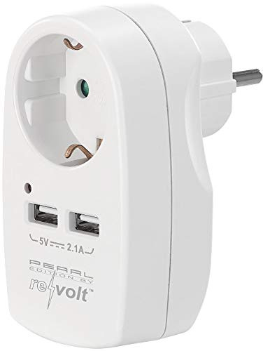 revolt Aufputz-USB-Steckdose: 2in1-Steckdose mit 2-fach-USB-Netzteil, max. 2,1 A, Kindersicherung (mit Anschließen, Steckdoseneinsatz, iPad)