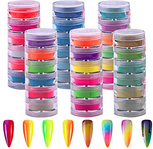 Duufin 36 Stück Pigment Nagel Pulver Pigment Nagelpulver Nail Powder Nagel Glitter Nagelpuder für Nagel Kunst Dekoration | Nail Pigment Powder für Nagel Kunst Dekoration