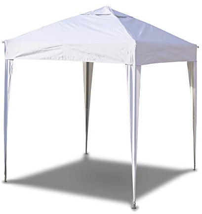 SANHENG Pop-Up-Pavillon, robust, wasserdicht, für den Garten, 3 x 3 m, wetterfester Pavillon mit Stahlrahmen, Reisetasche und 4 Bein-Gewichtssäcken (weiß)