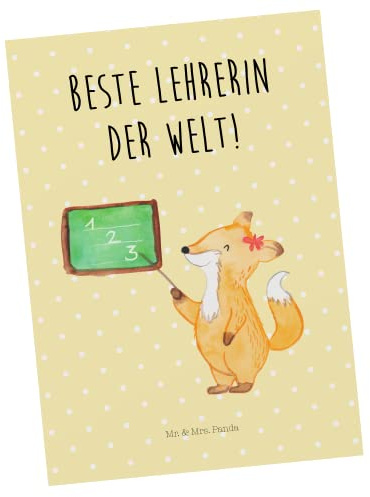 Mr. & Mrs. Panda Grußkarte Fuchs Lehrerin - Geschenk, Ansichtskarte, Postkarten, Ansichtskarten, Lustige Sprüche, Postkarte, Fotokarte