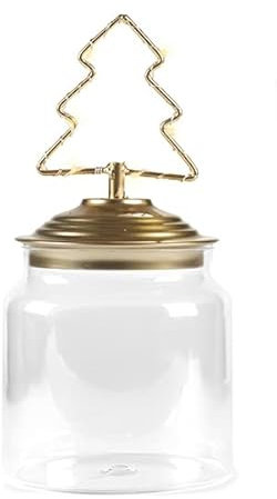 Baden Glas mit Tannen-Deckel gold + LED 22 cm
