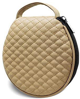Uposao Sac De Rangement CD en Cuir PU Couleur Unie Ronde Disque de Stockage CD/DVD Portable Couvercle 20 Disques Pochette à Glissière Étanche Stockage Oraganizer pour Voyages Domicile Voiture