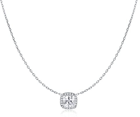 Kette für damen in silber 925 elegantes Design mit wertvollen Zirkonia in quadratischer Form. Silberkette für damen ideal als Geschenk. Halskette für damen. Schmuck Damen (Versilberung)
