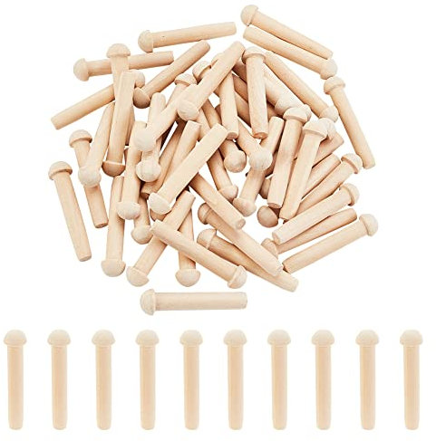 OLYCRAFT 50Pcs Mini clavija de madera del eje 47mm sin terminar clavija de madera en blanco seta clavija de madera se adapta a 8mm agujero de la rueda de madera para bricolaje suministros