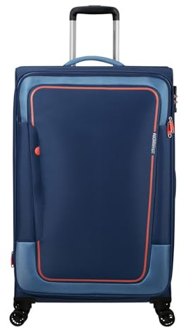 American Tourister Pulsonic - Spinner L, Erweiterbar Koffer, 81 cm, 113/122 L, Blau (Combat Navy)