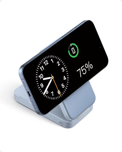 Anker MagGo Powerbank, 15W schneller MagSafe Qi2-zertifizierter mobiler externer Akku mit 6.600mAh, Verstellbarer klappbarer Ständer, Für iPhone 15/14/13 Serie, Mit USB-C Kabel