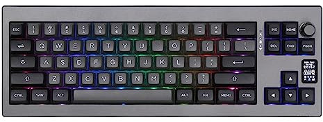 EPOMAKER Shadow-X Gasket Mechanical Keyboard, Hot Swappable 2.4ghz/Bluetooth/USB-C Wired Gaming Keyboard with Screen, 3000mAh Battery, Poron Foam, Silicon Pad for Win/macOS (Budgerigar Switch)