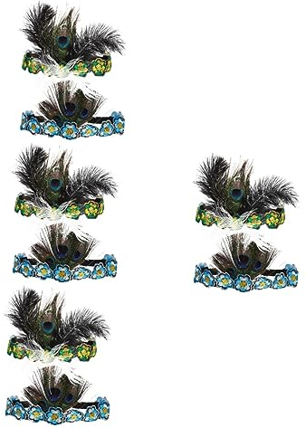 FRCOLOR 8 Stk Pfauenfeder-stirnband Pfau Kostüm Showgirl-kopfschmuck Brüllender 20er-jahre-kopfschmuck 20er Stirnband Kopfbedeckung Mit Pfau Derby-stirnband Haar Fräulein