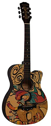 Glomora 38-Zoll-Akustikgitarre Mit Graffiti-Muster, Hochdichtes Griffbrett Für Präzise Intonation – Geeignet Für Anfänger