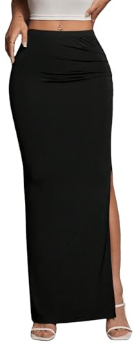 GORGLITTER Lång kjol med slits damer elegant kjol med volanger fritidskjol samlad kjol maxikjol