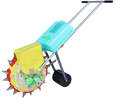 WTTTTW Garden Seeder Spreader, Manual Seeder w/10 Seed Plates, Hand-push Roller Seeder & Fertilizer Applicator, Walk-Behind Row Crop Planter for Corn Soy Peanut Cotton,8 Mouths