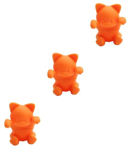 OUNONA 3pièces Infuseur à Thé Mignon Silicone Forme De Chat Filtre à Thé Amusant Pour Vrac Orange Accessoire De Cuisine Pratique Et Facile à Nettoyer