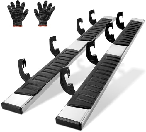 VEVOR Marchepieds 2PCs de 16,5 cm Compatible avec Chevy Silverado 2007-2018/GMC Sierra 1500 Crew Cab/2019 2500HD 3500HD 1500 LD, Barres Latérales en Acier Inoxydable 201, Capacité de Charge 227 kg