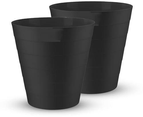 MantraRaj Plastic Waste Paper Bin 6L Round Waste Basket Trash Can Lightweight Rubbish Bin for Kitchen, Bedroom, Bathroom, Outdoor Garbage Container Dustbin Waste Basket Pack Of 2 (Black)
