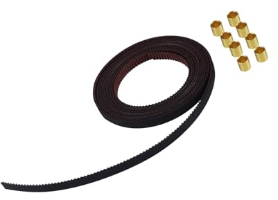 AOMIKITSTU Zahnriemen Geschlossen, GT2 Geschlossener Zahnriemen 1 Stück, 2m x 6mm Bräunlich Antriebsriemen mit 8 3D-Drucker-Zahnriemenkarabinern, Zahnriemensatz für 3D-Drucker