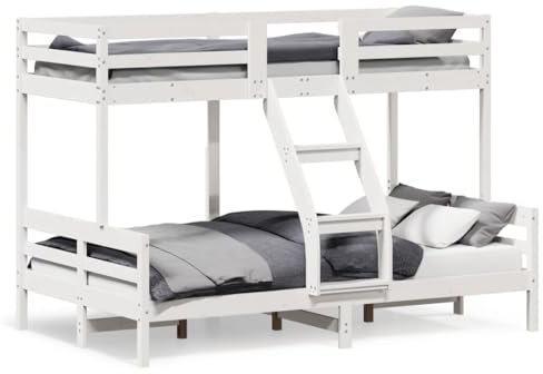 Gecheer Cama Alta Estructura de Litera de Metal Cama Infantil Litera para Niños con Marco de Madera Maciza de Pino Blanco 80x200/120x200 cm;Estilo 1