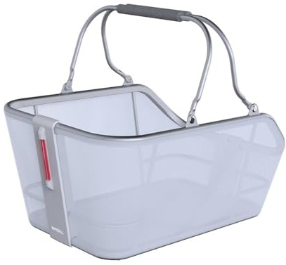 Basil Cento Tech Fiber Bicycle Basket - Rear Wheel - MIK System - Heavy Duty, Weatherproof, Spacious - Ideal for Commuter - Blue Silver
