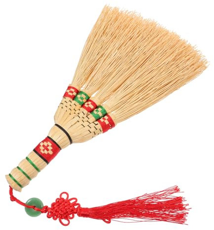 Alipis Scopa Intrecciata Per Pulizia Desktop Spazzola Per Polvere Con Manico Corto Per Letti Sofà e Tappeti Strumento Di Pulizia Pratico e Resistente Per La Casa