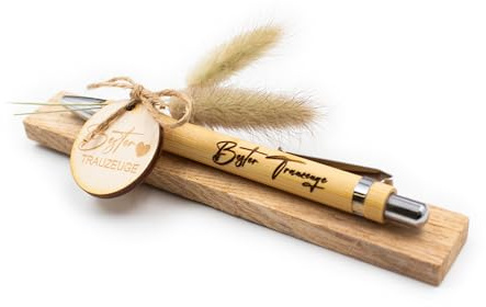 VmG-Store Holz Kugelschreiber als Geschenkidee zum Muttertag Mama Vatertag Geburtstag Papa Oma und Opa Arbeitskollege Freundin Freund (Ohne Wunschname, 20 Bester Trauzeuge)