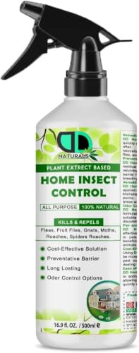 DD Teck 100% Natural Home Insect Control Repellent Spray for Fleas, Gnats, Moth, Spider Roaches, Fruit Flies, Preventative Barrier, Indoor and Outdoor Use (500ml Spray)