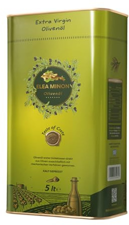 Elea Minon Extra natives Olivenöl | 5 Liter - Kanister mit Ausgießer | von der griechischen Insel Kreta | Griechisches Olivenöl aus Kreta | Cold Pressed Extra Virgin Olive Oil