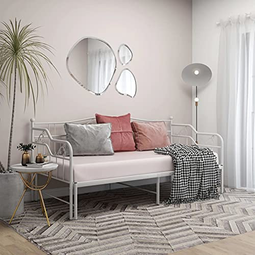 Fasba Ausziehsofa Bettgestell Ausziehbett Sofabett Tagesbett Schlafsofa Gästebett Bett Metallbett Bettsofa Sofa Couch Weiß Metall 90x200cm