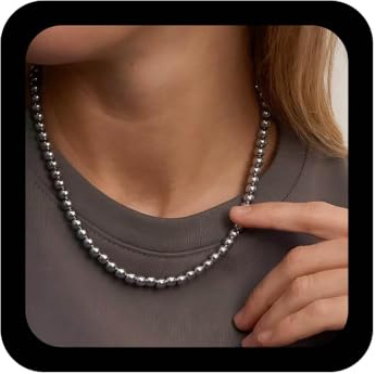 TseenYi Bohemia Gris Collar De Perlas Collar De Gargantilla Vintage Collar De Cuentas Redondas Collar De Cuentas Grises Collares De Cadena Ajustable Collar De Perlas Joyas Para Las Mujeres