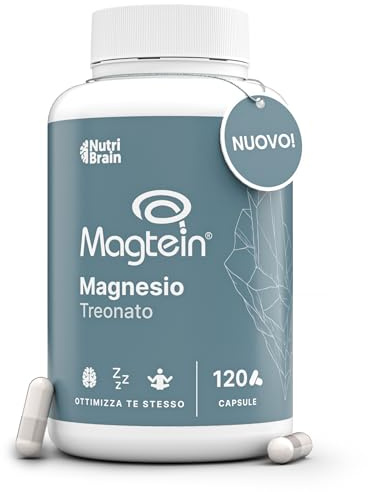 Magnesio L-Treonato | Alta dose 2000 mg di Magtein® puro | Massima Biodisponibilità | 120 Capsule | Memoria, Concentrazione, Supporto Sistema Nervoso, Sonno Profondo | Nutribrain