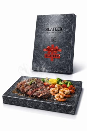 SLATEEX Specksteinplatte 30 × 20 × 2 cm – Naturstein Grillplatte aus Speckstein – massive Steinplatte zum Grillen, Braten & Servieren (30x20x3)